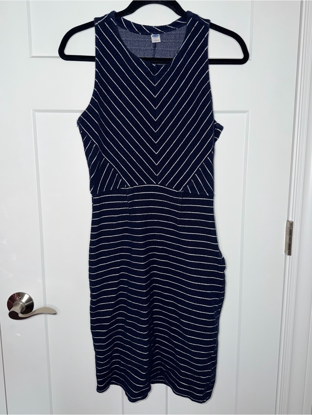 Old Navy - Navy White Striped Sleeveless Midi Dress